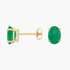 Eclipse Whim Oval Colombian Lab Emerald Stud Earrings