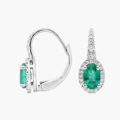 Forever Oval Green Lab Emeralds and Lab Diamond Drop Earrings Gold