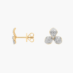 Ivory Spark Two-Toned Pavé Diamond Petal Stud Earrings