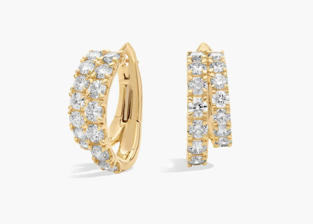 Luna Whim Lab Grown Diamond Double Row Hoop Earrings Gold