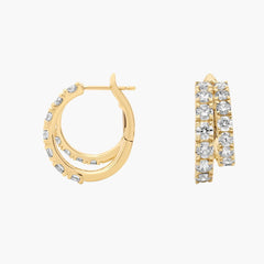 Luna Whim Lab Grown Diamond Double Row Hoop Earrings Gold