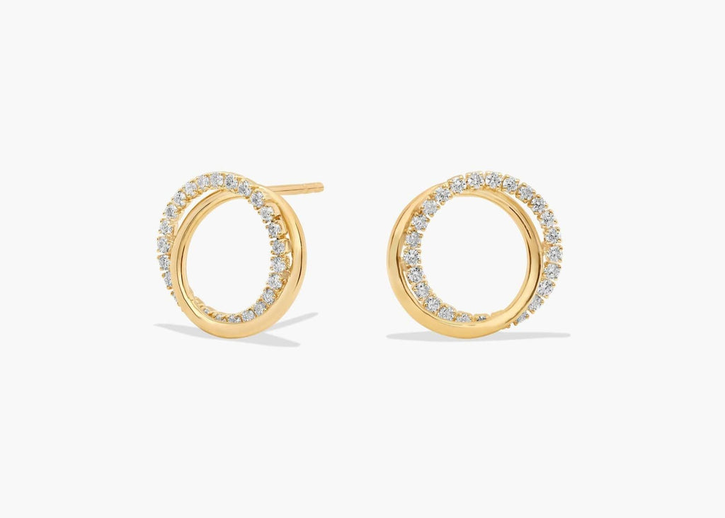 Radiant Whisper Lab Grown PavE Diamond Overlayed Circle Stud Earrings