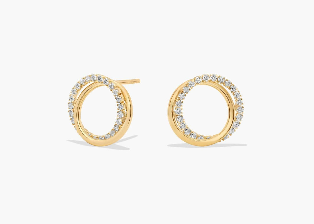 Radiant Whisper Lab Grown PavE Diamond Overlayed Circle Stud Earrings