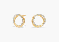 Radiant Whisper Lab Grown PavE Diamond Overlayed Circle Stud Earrings