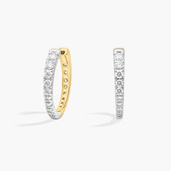 Celestial Bloom Two-Toned Lab Grown Diamond Tapered Hoop Earrings White and Yellow Gold
