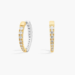 Celestial Bloom Two-Toned Lab Grown Diamond Tapered Hoop Earrings White and Yellow Gold