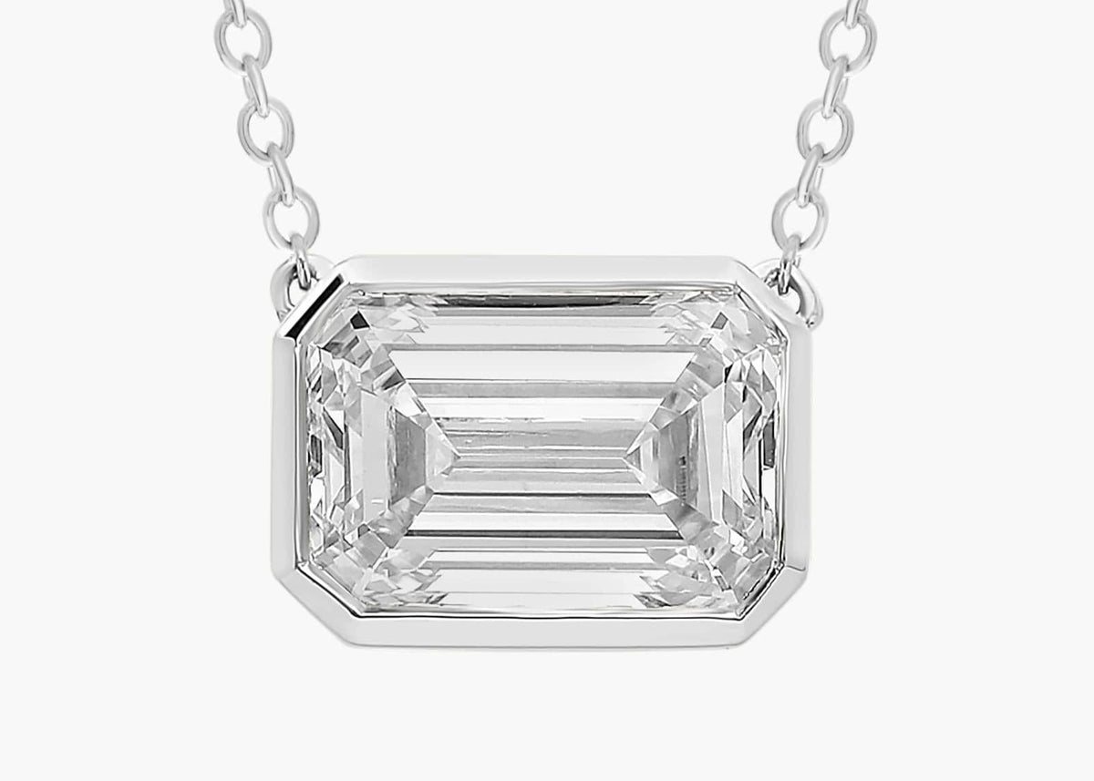 Oz Emerald Cut Bezel Lab-Grown Diamond Pendant