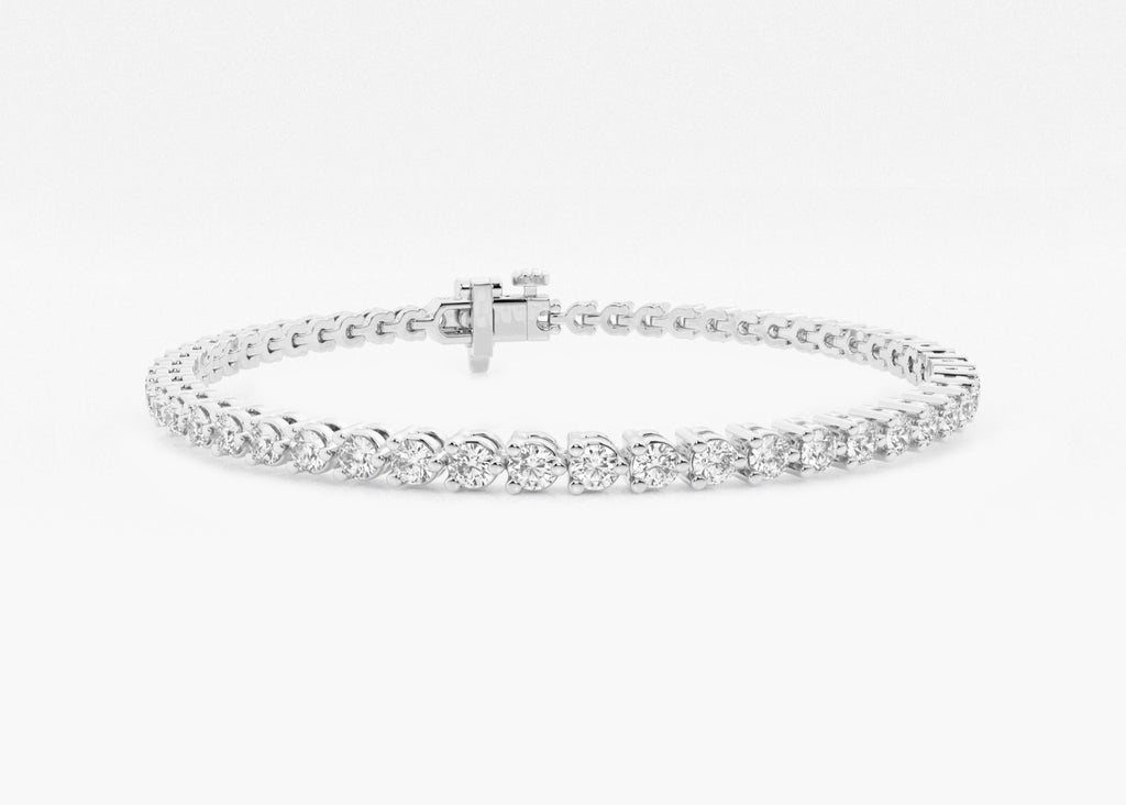 Beach Shore Round Lab Grown Diamond Three-Prong Tennis Bracelet