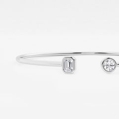 Lala Round and Emerald Lab Grown Diamond Open Bangle Bracelet