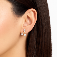 Celestial Spark Lab Grown Pear Diamond Jacket Stud Earrings Gold