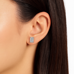 Aurora Gaze Emerald Cut Lab-Grown Diamond Stud Earrings Gold