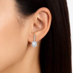 Vivid Elegance Baguette Diamond Lever Back Drop Earrings Gold