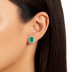 Colombian Emerald lab grown earrings