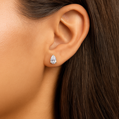 Crimson Gleam Pear Cut Diamond Stud Earrings