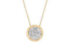 Two-Toned Diamond Sunflower Pendant Necklace in 18K Yellow Gold