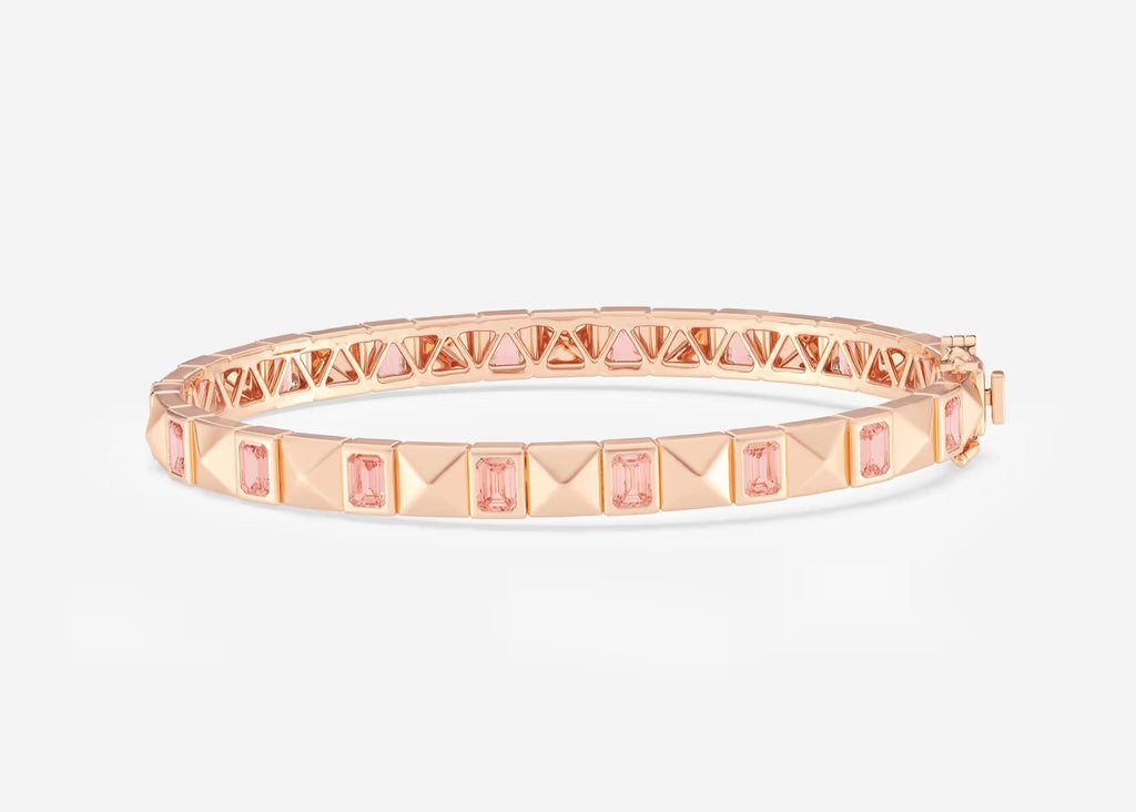 Claude Pink Emerald Lab Grown Diamond Bangle Bracelet