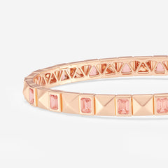 Claude Pink Emerald Lab Grown Diamond Bangle Bracelet