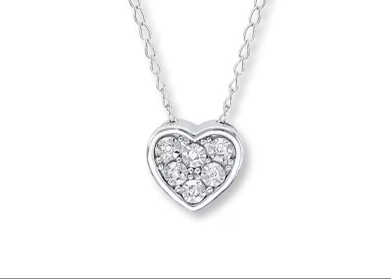 Clustered Lab Diamond Heart Necklace
