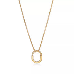 Happy Lock Pendant in Yellow Gold with Diamonds